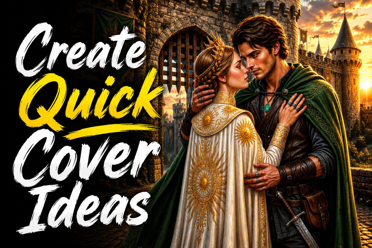 No Artistic Ability Cover Ideas (Video) Graphic titled Create Quick Cover Ideas, promoting a tutorial or article about fast cover concept creation.